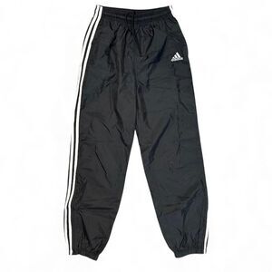 Vintage Adidas Pants Sz Small Black Nylon Track Windbreaker 3 Stripe 90s unisex